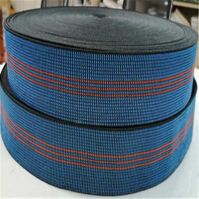 中国 高い粘着性の注文の芝生の3本の赤い革紐が付いている伸縮性がある椅子のウェビングの青 サプライヤー